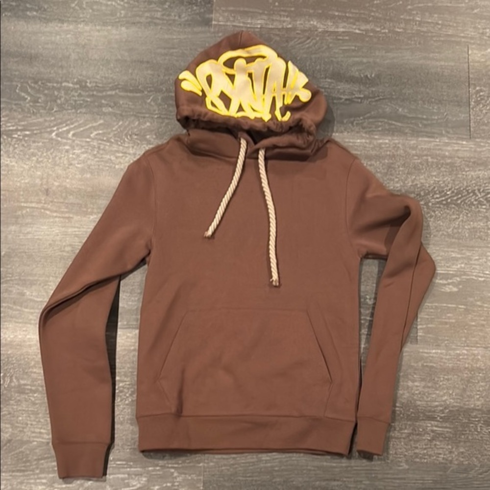 SYNA Brown Hoodie with Yellow Accents